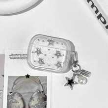 1个装时尚苹果耳机保护套，星形3D结饰，闪亮星形元素，带星形吊坠，保护性强，防尘，时尚美观，适合青少年和年轻人，日常使用和送礼皆宜。