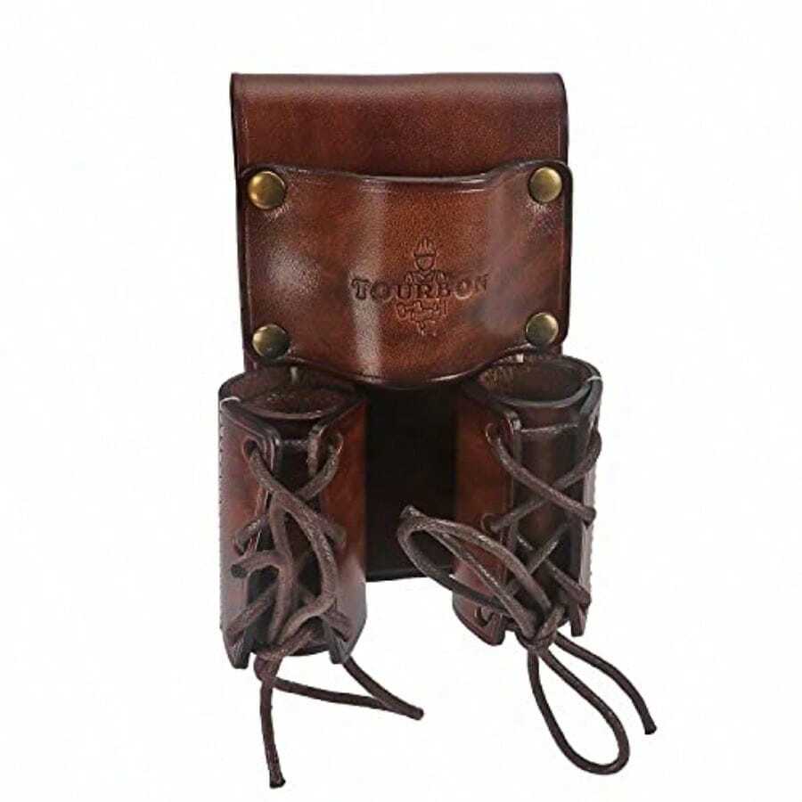 TOURBON Organizador de herramientas de piel soporte para llave y martillo café - Marrn - Ver 1
