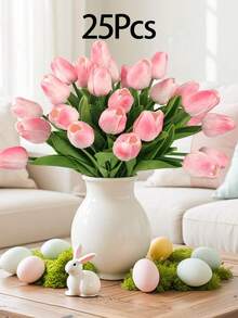 Tulipanes artificiales rosas con un toque realista, en forma de ramos de flores artificiales. Son adecuados para arreglos nupciales, ramos de novia DIY y para decorar habitaciones, restaurantes, cocinas, salas de estar, dormitorios y hogares. Se pueden usar como regalos para cumpleaños, Día de San Valentín, Día de la Madre, Día del Padre y durante la temporada de graduación. - blanco rosa - Ver 11