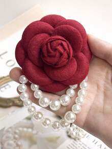 1件优雅女士山茶花仿珍珠流苏胸针，衬衫领连衣裙配饰，派对和婚礼礼物 - 彩色 - 查看 8