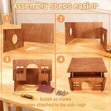 Wooden Guinea Pig Hideout, Small Animal Houses Habitats, Large Hideout House Small Rabbit Chinchilla Gerbil, Sturdy Hamster Hideout Bed Hutch Bunny Cage - 棕色 - 查看 7