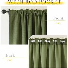 2025  Bedroom Curtains 2 Panels Sets Faux Linen Textured, Pinch Pleated Room Darkening Light/Heat Blocking Window Drapes Thermal Insulated For Living Room, Angora, W50 X L108, 2 Panels - 森林綠 - 查看 3