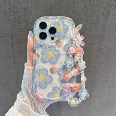 1 Cặp ốp lưng điện thoại dày dặn, tối giản, chống rơi, màu kem, viền lượn sóng, có dây xích, họa tiết hoa, tương thích với iPhone, Redmi 11 Lite, A53 TPU, A14/A23/S23 Ultra, S24, A14, A15, S23, A73, A55, A54, tương thích với các dòng điện thoại Redmi, phiên bản quốc tế, không phải phiên bản nội địa.