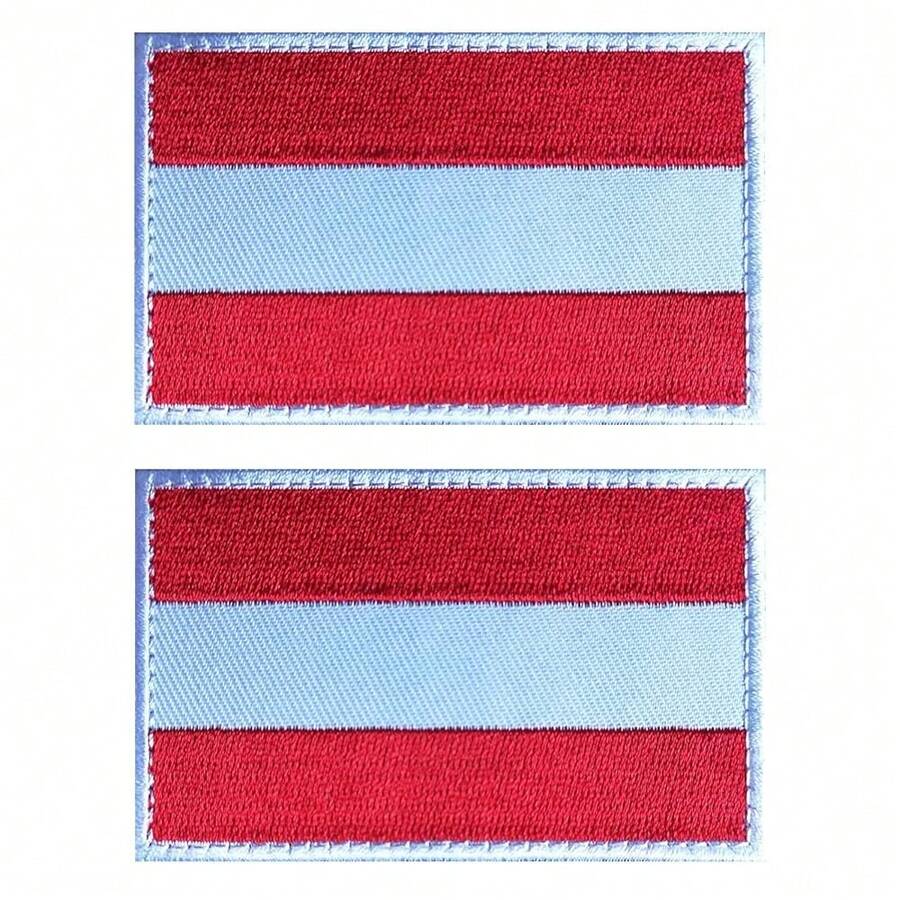 2 PCS  Austria Flag Patches Embroidered Tactical Military Patch Morale Patch Applique Fastener Hook And Loop{Inchcolor_nameinch:InchAustriainch} - Austria - View 1