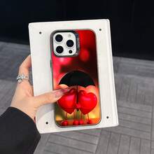 Colorful Silver Apple Phone Case Love In Full Color - 3D Hearted Couple With Umbrella Compatible With  11 To  17 Models The Cases Lens Protection Function Ensures The Camera Remains Undamaged During Shooting, Guaranteeing Image Quality - Black - View 4