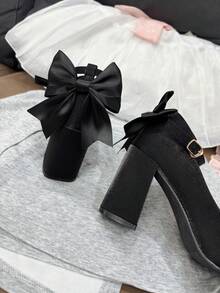 Stile principessa, nuovi tacchi basic in materiale morbido e confortevole, adatti per ragazze, ideali per feste ed eventi, per tutte le stagioni - nero - Visualizzare 3