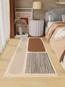 1pc Soft Faux Wool Rug, Minimalist Rectangular Carpet, Soft & Comfortable, Bedroom Rug, Bedroom Decor Rug, Bedside Decor Rug, Washable, Home Decor Faux Wool Rug, Holiday Decor Rug