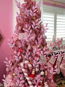 8pcs Christmas Wedding Decor Sparkling Golden Powder Artificial 6-Leaf Olive Leaves, Indoor Home Christmas Tree Wreath Decor, Photography Props, Winter Party, Christmas Decoration,Christmas