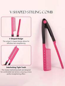 1/2Pcs Folding V Type Hair Straightener Brush DIY Hairdress Tool Hairdressing Combs Natural Hair Styling Curling Comb Hair - Multicolor - View 11
