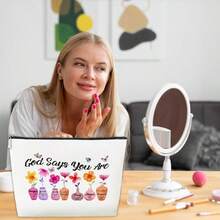 JioJio Chan God Says You Are Makeup Bags Inspirational Bible Verse Pouch Christian Encouragement Gifts Flower Butterfly Wash Pouch For Her Birthday Gifts For Women PU Leather Cosmetic Bags - Màu tím - Xem 6
