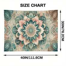 1pc Bohemian Mandala Tapestry Wall Hanging - Teal Pink Green Golden Horizontal Polyester Fabric Art For Living Room Bedroom Office Decor, Lightweight Durable Easy To Hang Boho Home Decor Room Party Decoration - trắng - Xem 7