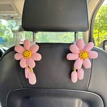 AD 1 件可爱雏菊花高档汽车座椅靠背挂钩，多功能车内储物小挂钩，适合女士