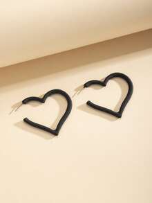 1 对时尚心形金属耳环，哑光红漆简约设计，优雅百搭，适合女性、派对/日常佩戴，是理想的情人节礼物 - 心形耳環 - 查看 21