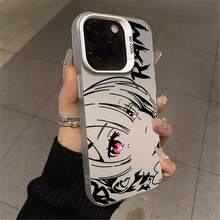 Anime Re:Zero RAM Phone Case For , Black & White Cartoon Design Protective Clear Cover - Plateado - Ver 12