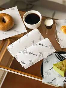 100pcs Minimalist Cartoon Pattern Baking Paper, Suitable For Cakes, Gifts, Valentine's Day Cookies Packaging, Etc. Materials Include Handmade Paper, Baking Paper, Grease-Proof Food Packaging Paper, Wax Paper, Baking Tools, Small Tools, Kitchen Accessories, Kitchen Supplies, Etc. Patterns May Vary Slightly Between Batches. Essential For Back To School Season. - 彩色 - 查看 6