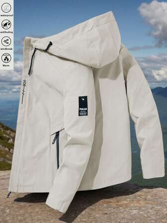 Lätt jacka för utomhusbruk, vindjacka för män, vattenavvisande huva lämplig för utomhusaktiviteter som vandring, fiske och vardagskläder, vår/sommar/höst