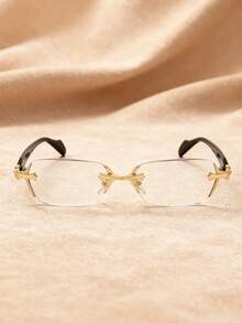 New Frameless Metal Glasses, Unisex, Y2K Stylish Smart Glasses Frame, Avant-Garde European And American Style, Minimalist No-Makeup Face, Retro Fashion Versatile Streetwear Essential - Multicolor - View 6