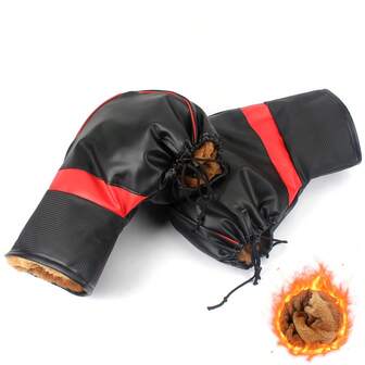 通用摩托车毛绒车把手套，冬季雪地摩托全地形车车把防滑手套