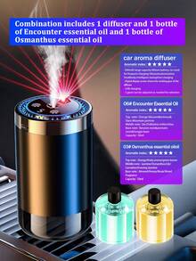 1 pieza Difusor de coche multifuncional negro, difusor de aromas alimentado por USB con 5 efectos de iluminación, luz de proyección estrellada, 5 modos de funcionamiento, pantalla digital, recargable, 6 opciones de aceites esenciales, adecuado para coche, oficina, dormitorio, hotel, habitación de mascotas. (Opcional: 1/2/3 botellas de aceite esencial + 1 difusor) - Negro - Ver 15