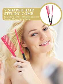 1/2Pcs Folding V Type Hair Straightener Brush DIY Hairdress Tool Hairdressing Combs Natural Hair Styling Curling Comb Hair - Multicolor - View 6