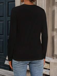 Camiseta de manga larga con cuello redondo informal para mujer, parte superior con gráfico de lema de árbol de Navidad, suéter de Navidad para mujer, ropa de otoño/invierno para mujer