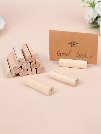 20/10/5 Pcs Rustic Wooden Card Holders, Table Number Stands For Weddings & Events, Pine Wood Craft Memo Clips, Photo Holder Decorative Accessories