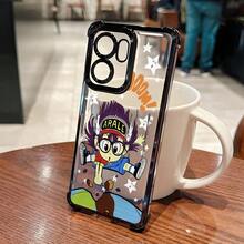 Funda de Teléfono de Moda Robot Chica Morada con Grandes Gafas Redondas, Adecuada para OPPO Reno 14, 14F, 13F, 12F, 11F, 13, 12, 11, F Pro 4G/5G. Funda trasera transparente con marco electrochapado anti-caída - Diseño único de alta moda, actualización de accesorios móviles, funda de teléfono transparente, carcasa con marco electrochapado, carcasa con patrón único, entusiasta del anime - Mezcla de colores - Ver 4