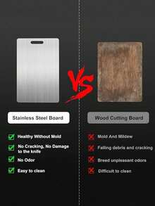 1pc High-Quality Stainless Steel Double-Sided Cutting Board - Thickened, Mildew-Resistant, Suitable For Kitchen And Restaurant Use, Easy To Clean With Water - Silver - View 5