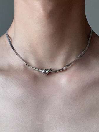 朋克哥特极简扭曲蛇骨链项链，男女皆宜，不锈钢材质，嘻哈时尚配饰，男士项链，欧美风格首饰，派对装饰，男友礼物，情人节礼物，父亲节礼物