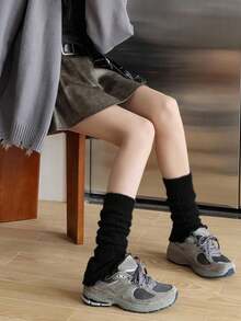 1Pair Women Mid-Calf Socks Covers , Elastic Stackable Design, Soft Warmth, Versatile Autumn And Winter Accessory, Hand Washable, Solid Color, Chic Leg Covers - Multicolor - View 6