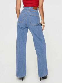 Fashionable Light Blue Retro High-Waisted Straight-Leg Jeans, Casual Pants For Women (Belt Not Included), Spring/Summer - Light Blue - View 2