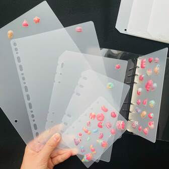 6张A5/A6/A7/A8透明哑光活页夹内页，印章簿，贴纸背衬，贴纸册，文化印章页，印台补充页，3D贴纸簿贴纸板，贴纸簿，用于制作贴纸簿，书籍封面，办公用品