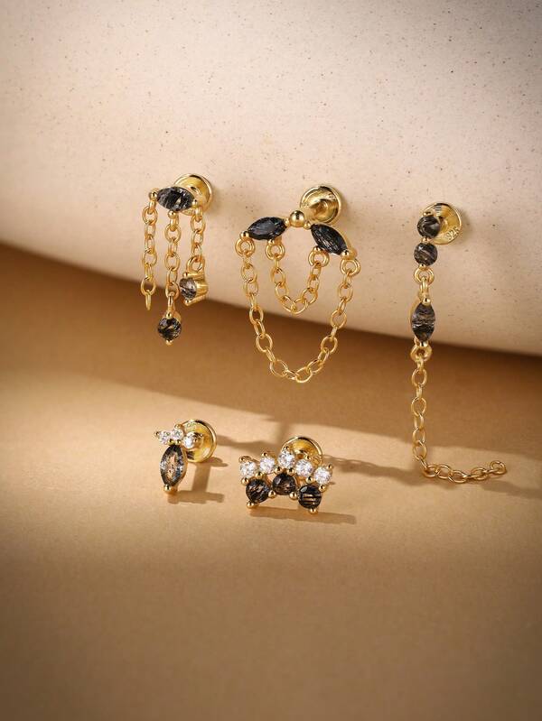 1Pc Black Diamond 925 Sterling Silver Earring For Women Stud Earring Drop Earring Piercing Perfect For Daily Wear Suitable For Anniversary Fine Jewelry