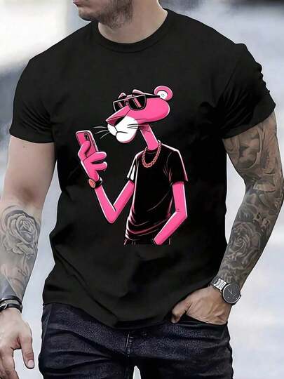 Respuesta. Three Playeras casuales de hombre, Camiseta Masculina Pantera Rosa con Gafas de Sol Tomando Té de Perlas Camiseta estampada y estampada, playera de hombre, camisetas para hombre, Estilo Trendy y Divertido para Hombres, ropa de hombre, playera Negro y blanco de oversize hombre, camisas de hombre, sudadera para hombre, y2k tops ropa para hombre regalo, Regalos para hombresnegro blanco Camiseta pareja a juego familia