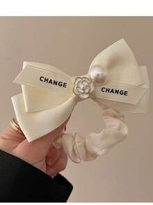 Coletero con lazo estilo coreano, elegante y versátil, con perla, accesorio para el cabello