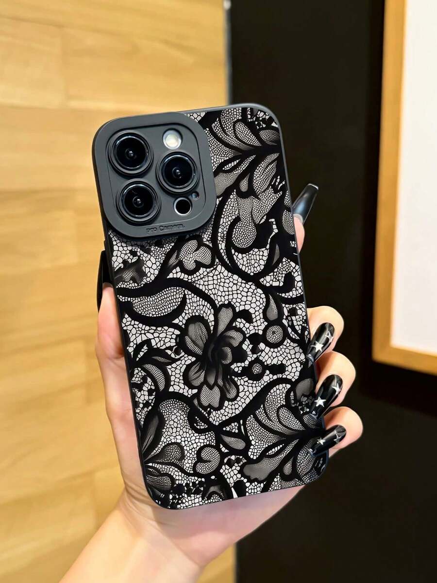 1pc Unique Floral Lace Pattern Creative Phone Case Compatible With IPhone 17 Pro Max/Air, 11/12/13/14 Plus, XR/7/8 Plus/15 Pro Max, Series,International Version, Not The Domestic Version