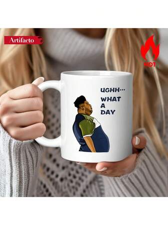 1 stuk, 11oz keramische koffiemok, "UGHH... What A Day" zwarte humor Moe Dag ontwerp beker, vaatwasser, ideaal cadeau voor volwassenen, thuis/vrienden, vakantie/feest/verjaardagscadeau, bedankje, verjaardagscadeau, sarcastisch ontwerp, geestige koffiemok, duurzaam keramiek, hoogwaardige mok, beletterde beker, grappige mok, kerstcadeau, huishoudcadeau