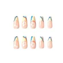 Coffin Press On Nails Long False French Nails Full Cover Flower Acrylic Fake Green Swirl Nails For Women And FFgirls 24PCS{Inchcolor_nameinch:InchColor9inch} - 顏色9 - 查看 5