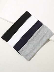 4pcs Wide Solid Color Simple Headbands Suitable For Sports Casual, Gym Hair Band Turban Headband Sweatband, Hairband Fall Winter Hair Accessories For Women For Vacation Outfits Woman Elegant Scarf Women Bandana Soft Headwrap - 多色 5 - 查看 1