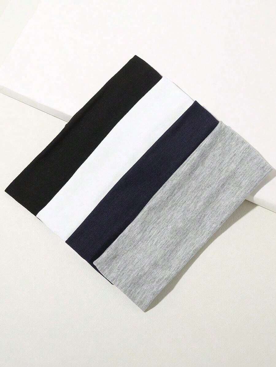 4pcs Wide Solid Color Simple Headbands Suitable For Sports Casual, Gym Hair Band Turban Headband Sweatband, Hairband Fall Winter Hair Accessories For Women For Vacation Outfits Woman Elegant Scarf Women Bandana Soft Headwrap - 多色 5 - 查看 1