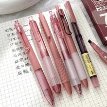 7pcs/Set St-Tip Push Pen & Pen Combination School Stationery Set Quick Drying And Brush Writing, Black Back To School - 灰色 - 查看 4