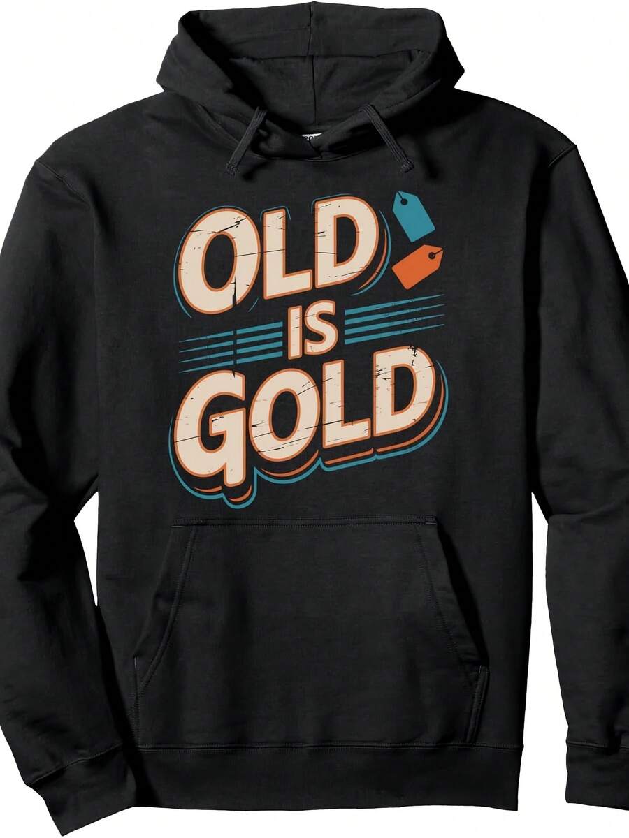 Flea Market Collector And Antiques Collecting, Old Is Gold Pullover Hoodie,Christmas Thanksgiving New Year Birthday Hoodie Gifts For Mom Dad Men Women Friends, Black Soft Fabric - 款式5 - 查看 1