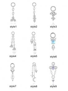 1件DIY银色钻石螺旋吊坠，垂坠式钻石耳夹吊坠，迷你水滴耳夹/耳骨环/耳环吊坠，肚脐环吊坠