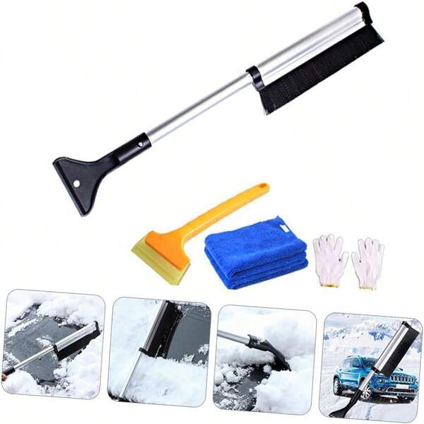Car Snow Scraper With Extendable Length: Winter Ice And Snow Removal Tool For Clear Visibility