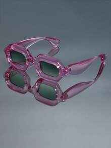 1pc New Retro Classic Thick Frame Small Frame Rectangular Y2K Fashion Glasses For Women And Men Punk Personalized Hip-Hop Festival Party Street Shot Catwalk Fashion Glasses - Multicolor - View 5