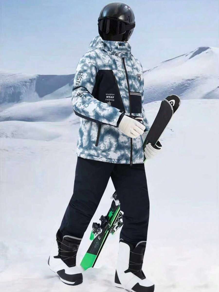 Bộ đồ thể thao nam kiểu "bạn trai" gồm 2 món, bộ đồ thể thao chuyên nghiệp kiểu "bạn trai" dành cho nam, áo khoác và quần trượt tuyết, bộ đồ trượt tuyết mùa đông HX519-1