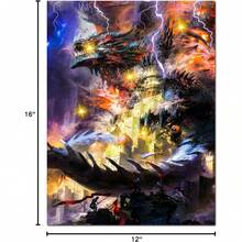 2025 Christmas Canvas Wall Art Print 12" X 16" With Timer | LED Lighted Design - Dragon Attack - View 6