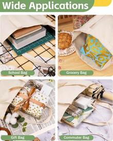 Canvas Tote Bag WLW Rainbow For Women Reusable Cloth Cotton Bags For Shopping Beach Grocery - 白色 - 查看 4