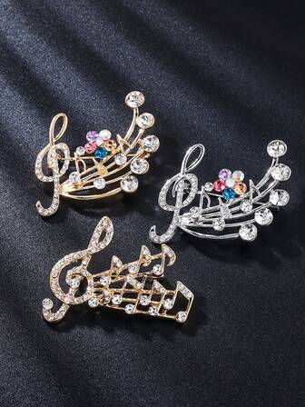 Classic Fashionable Elegant Music Note Brooch, High-End Suit Lapel Flower, Luxurious Elegant Versatile Clothing Accessory Pin Christmas Gift