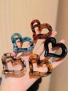 5 قطع مشابك شعر كبيرة بشكل قلب، مشابك شعر عالية الجودة لتسريحات الشعر المرفوعة - متعدد الألوان - مشاهدة 5